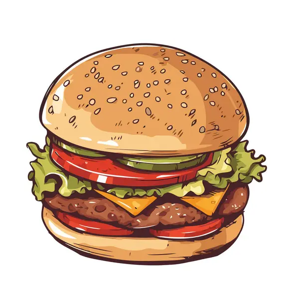 Ψητό Κρέας Ψωμάκι Cheeseburger Γεύμα Εικονίδιο Απομονωμένο — Διανυσματικό Αρχείο
