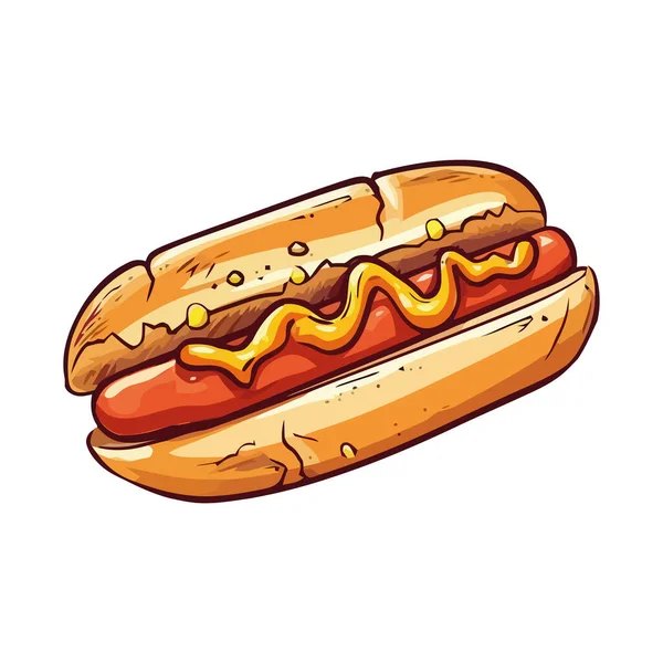 Grillowany Hot Dog Bułce Ikoną Keczupu Izolowane Ilustracje Stockowe bez tantiem
