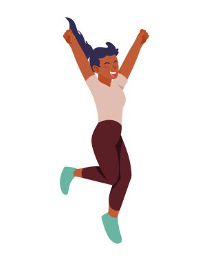 Kadın atlama illüstrasyon vektörü izole edildi