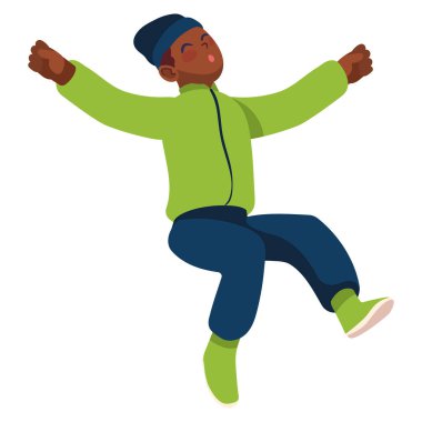 Afro-Amerikalı adam sıçrama vektörü izole edildi