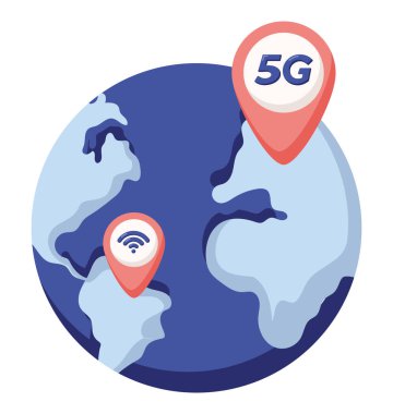 5G dünya internet illüstrasyon vektörü