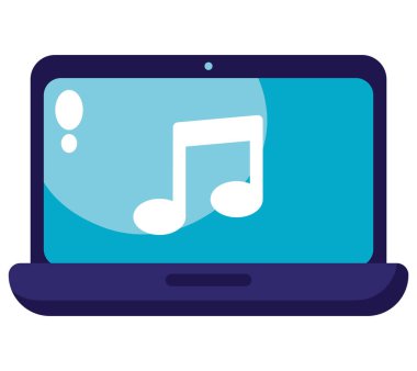 dj dizüstü bilgisayar müzik illüstrasyon vektörü