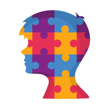 otizm bulmacası baş illüstrasyon vektörü