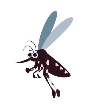 Uçan sivrisinek karikatürü izole edildi.