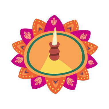 diwali yanan diya lambası izole