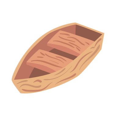 wooden fishing boat icon isolated clipart