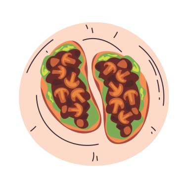 Vejetaryen yemek ekmeği ve mantar.