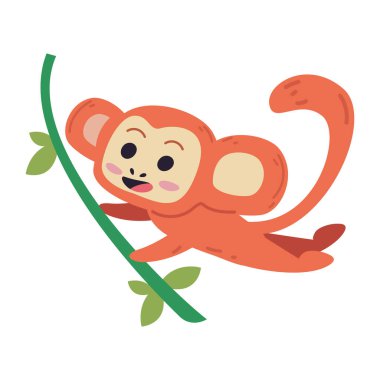 Tatlı maymun soyutlanmış bir dal asıyor.