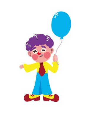 Balonlu mutlu palyaço karakteri