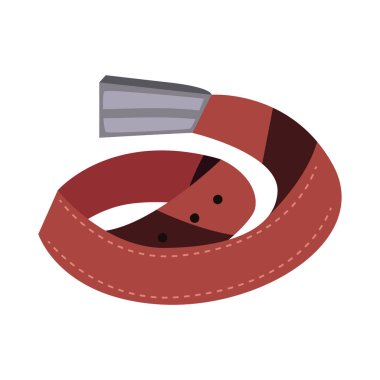 Gümüş tokalı kahverengi deri kemer izole vektör çizimi