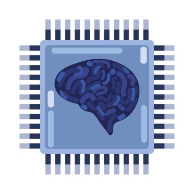 Bir devre kartında gösterilen yapay zeka örneği izole edilmiş vektör illüstrasyonu