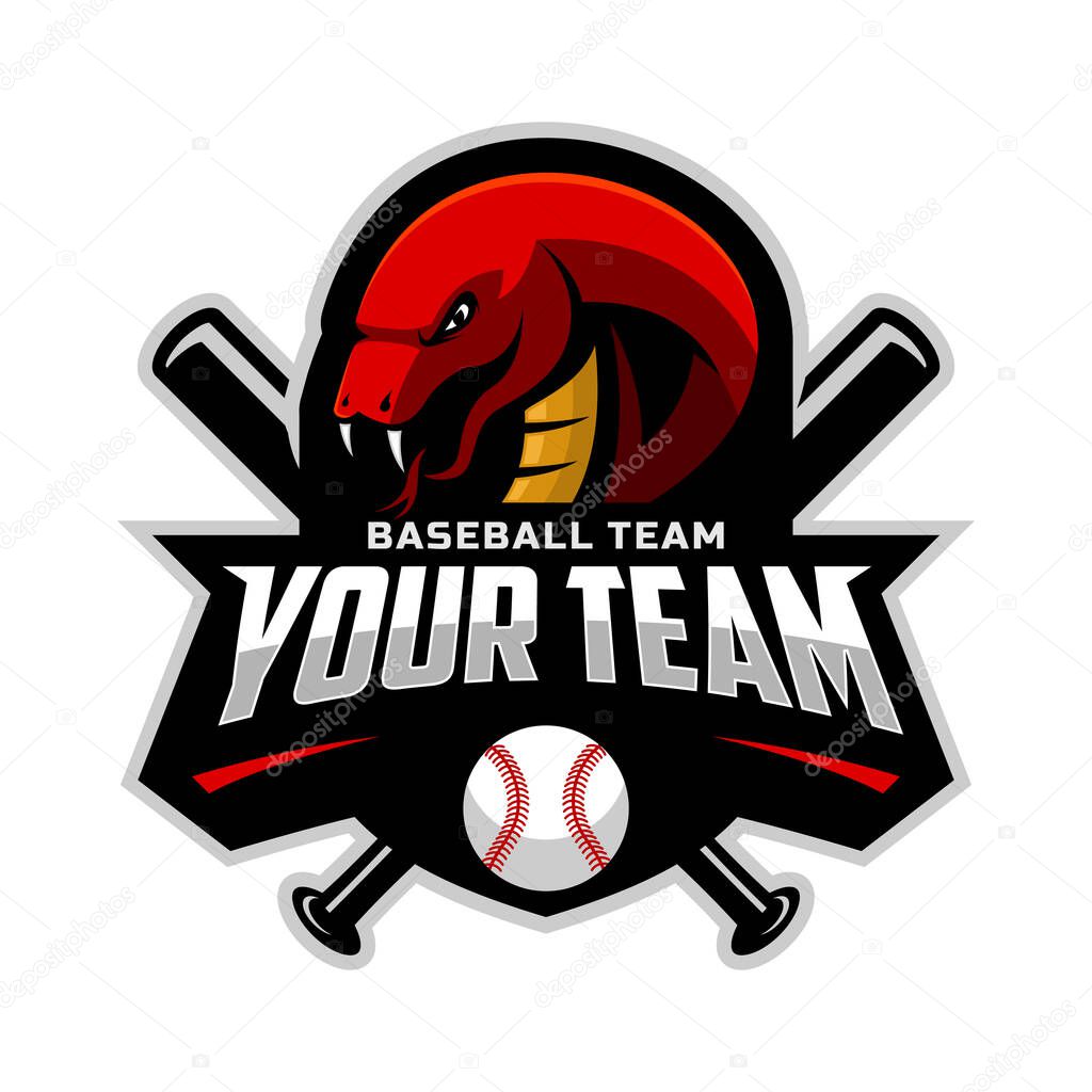 Cobra snake mascot for baseball team logo. Vector illustration.