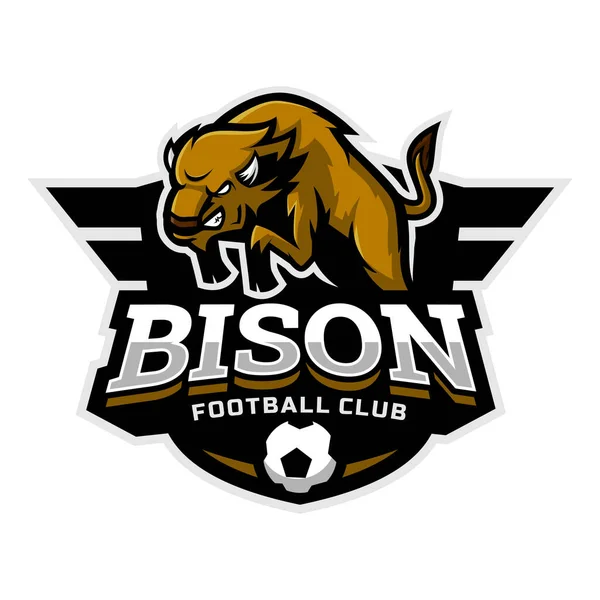 Bison Mascot Football Team Logo School College League Vector Illustration — Διανυσματικό Αρχείο