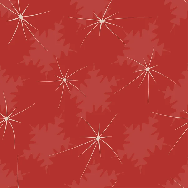 Бесшовный Рисунок Стилизованных Снежинок Звёзд Красном Фоне Элемент Дизайна Поверхности — стоковый вектор