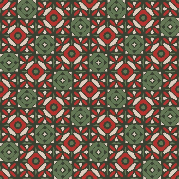 Padrão Geométrico Sem Costura Vermelho Verde Bege Papel Digital Natal — Fotografia de Stock