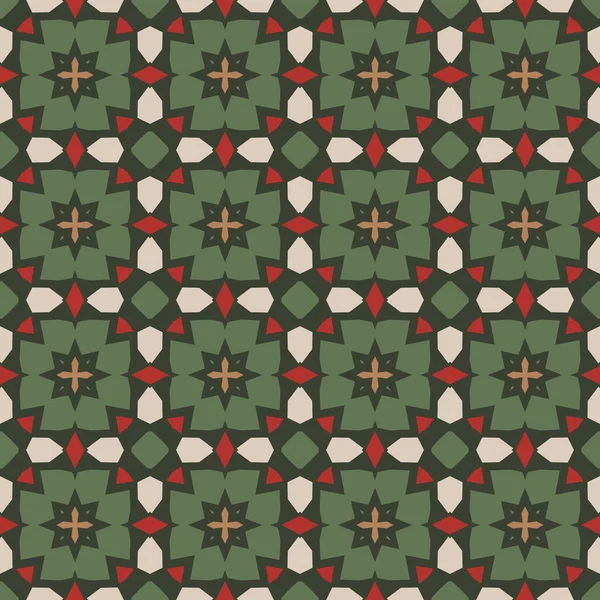 Sömlöst Geometriskt Mönster Rött Grönt Och Beige Julen Digitalt Papper — Stockfoto
