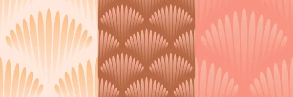Feminine Ombre Scallop Seamless Vector Pattern Set Beige Peach Pink — Stock vektor