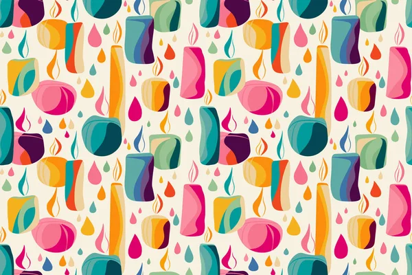 Seamless Vector Pattern Fun Cute Colorful Candles — Stok Vektör
