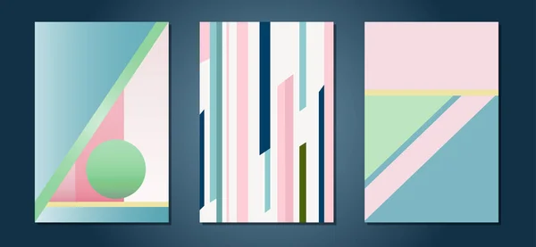 Abstract Vector Poster Set Pastel Geometric Art — 스톡 벡터