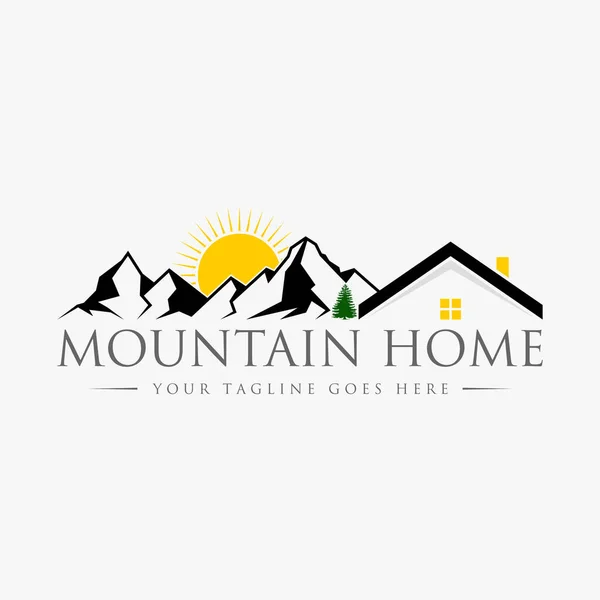 Jednoduché Jedinečné Čáry Hora Střechou Dům Obrázek Grafické Ikony Logo — Stockový vektor