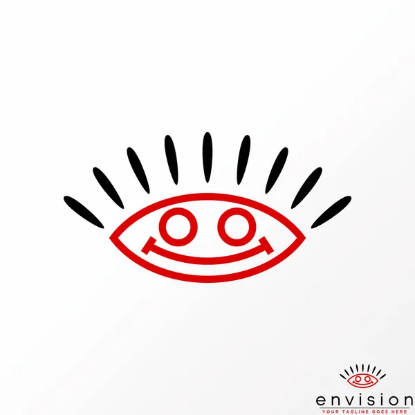 Простая Уникальная Линия Глаз Изображением Лица Ресниц Графический Логотип Логотипа — стоковый вектор
