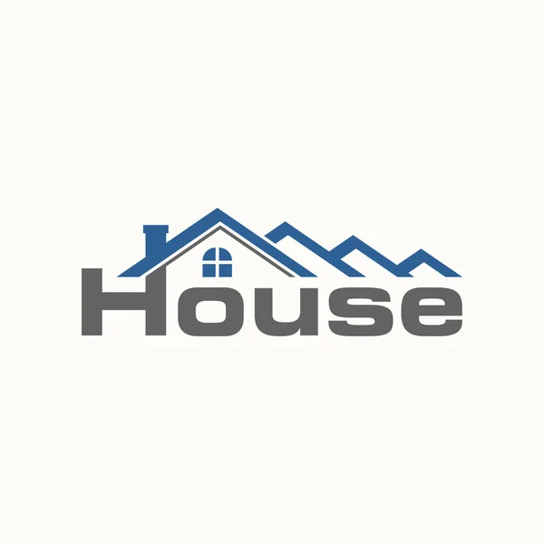 シンプルでユニークな文字の単語4つの屋根の家を持つホーム煙突画像グラフィックアイコンロゴデザイン抽象的な概念ベクトルストックが含まれています 住居又は財産に関する記号として使用することができる — ストックベクタ