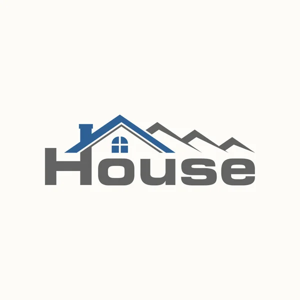 手紙や単語のHouse Sans Serifフォントは 4つの屋根の家の煙突窓の創造的なプレミアム画像のグラフィックアイコンのロゴデザイン抽象的な概念の自由なベクトルストックとフォント タイポグラフィ プロパティに関するもの — ストックベクタ