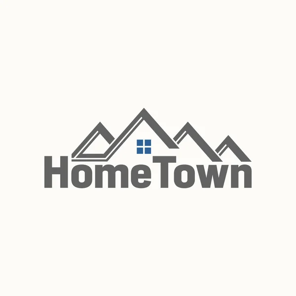 Lettre Mot Home Town Sans Empattement Font Avec Quatre Toit — Image vectorielle