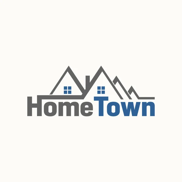 Lettre Mot Home Town Sans Empattement Font Avec Cinq Toit — Image vectorielle