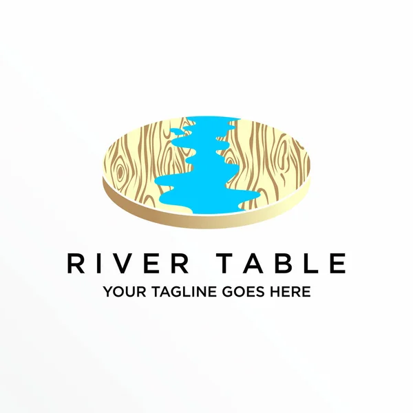 Circle Wood Table River Motif Image Graphic Icon Logo Design Stok Illüstrasyon
