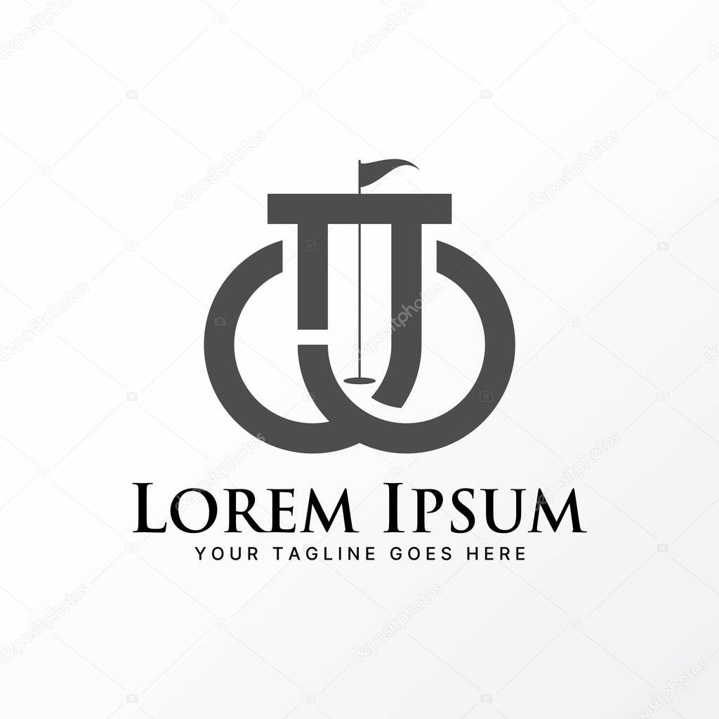 Logo design graphic concept creative abstract premium free vector stock letter CJ, JC or JJ sans font with flag golf. Related to sport club or initial