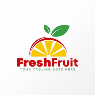 Logo tasarımı grafik konsepti yaratıcı premium free vektör stoku eşsiz 3 boyutlu yarım portakallı meyve suyu yapraklı. Taze limon doğası vejetaryenliği ile ilgili.