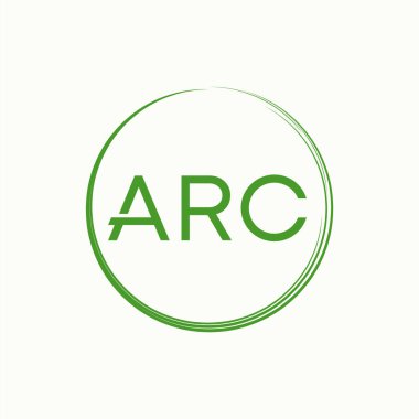 Logo tasarımı grafik konsepti soyut premium serbest vektör hisse senedi harfi ARC yazı tipini daire çizimi ile kesiyor. İlk yazım hatası monogramıyla ilişkili