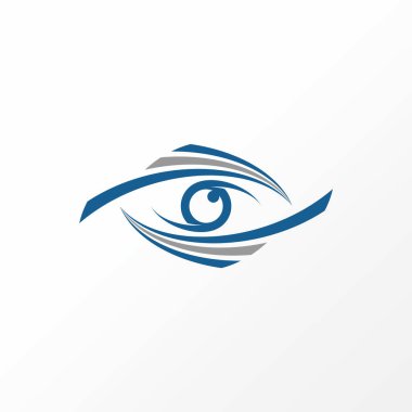 Logo tasarımı grafiksel konsept yaratıcı soyut premium vektör hisse senedi tablosu görüş gözü. Tepesinde 6 salıncak var. Sağlıklı bakım görme yanılsaması ile ilgili.