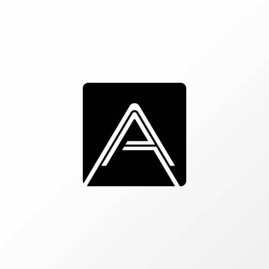 Logo tasarımı grafik konsepti soyut premium vektör hisse senedi imzası harfinin baş harfi A font çift çizgileri dikdörtgen üzerinde. İlgili monogram tipografisi