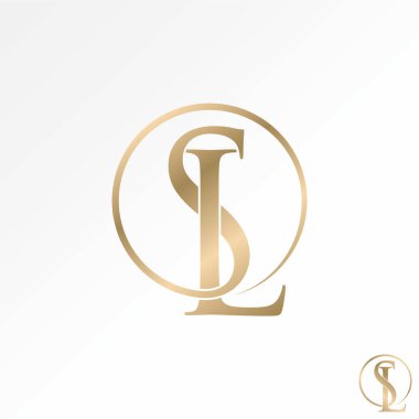 Logo tasarımı grafik konsepti yaratıcı vektör premium hisse senedi işareti soyut harf ilk harf SL veya LS serif yazı tipi dairesi bağlantı monogram güzellik markası