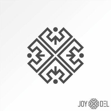 Logo tasarımı grafiksel konsept premium vektör stok soyut model motifi insan vücudu ok dikdörtgeni gibi. İlgili sanat duvarları el yapımı moda.