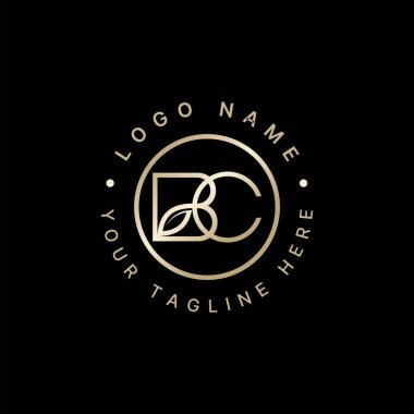 Logo tasarımı grafik konsepti yaratıcı premium soyut vektör stoğu ilk harf BC çizgi yazı tipi yaprak bağlama çemberi. İlgili monogram tipografi markası