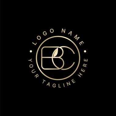 Logo tasarımı grafik konsepti yaratıcı premium soyut vektör stoğu ilk harf BC çizgi yazı tipi halka yaprağı. İlgili monogram tipografi markası