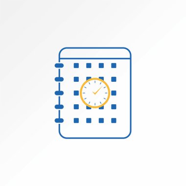 Logo tasarımı grafik konsepti soyut premium vektör stoğu eşsiz zaman duvarı saat masası takvimi. Gün içindeki hızlı arama tarihi ile ilişkili 