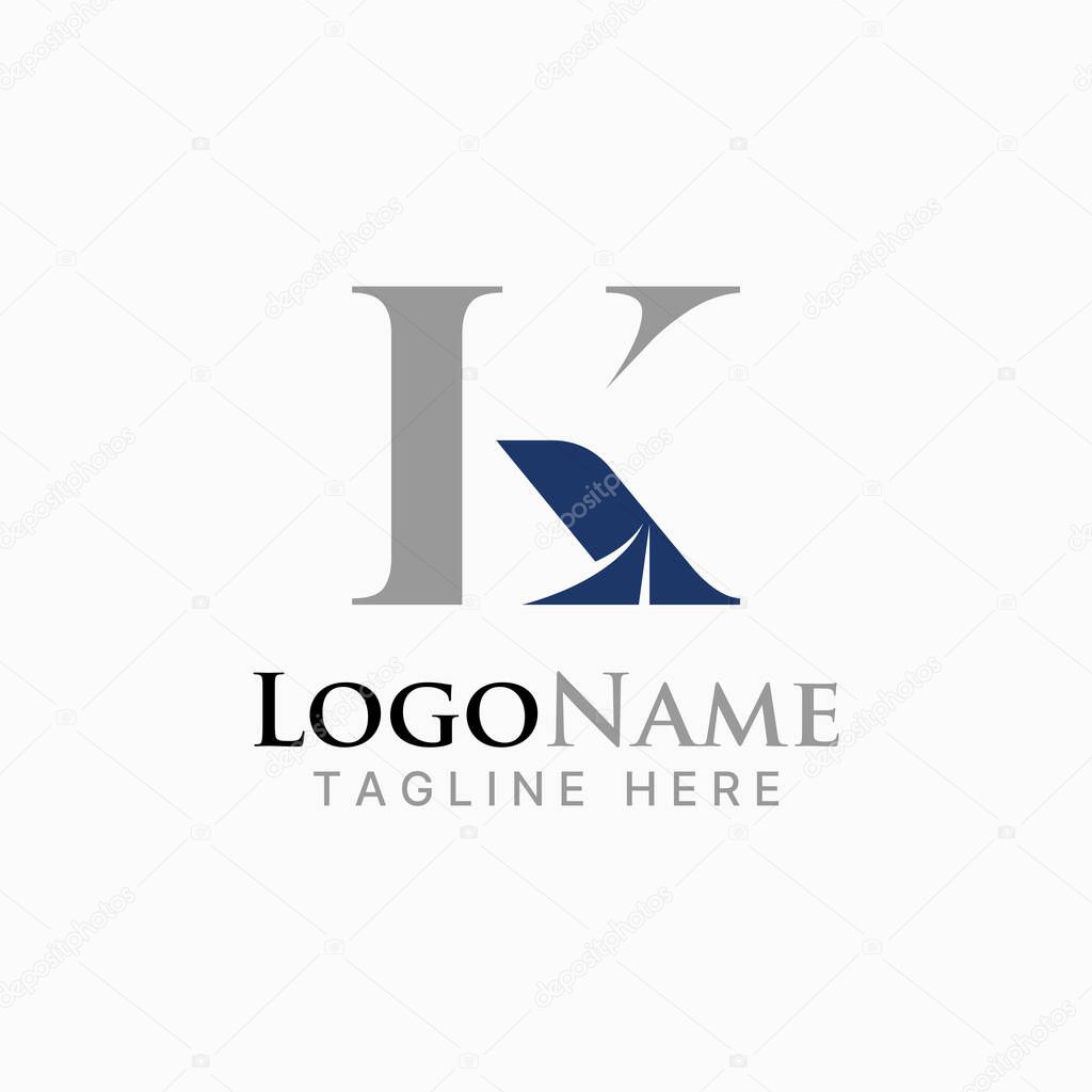 Logo design graphic concept creative premium vector stock initial K or LK or KL serif font connect cutting off Related to monogram typography branding