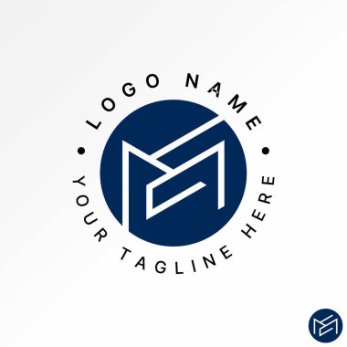 Logo tasarımı grafiksel konsept soyut yaratıcı premium vektör stok ilk ME veya EM font benzersiz çizgi çember amblemi. İlgili monogram tipografi markası