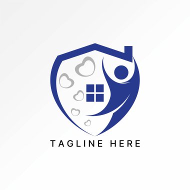 Logo tasarımı grafiksel konsept soyut yaratıcı premium vektör stok aktif gövde güvenliği çatı evi SHIELD 'de mutlu yaşıyor. İlgili aşk destek özelliği