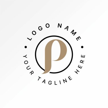 Logo tasarımı grafik konsepti soyut premium vektör stoku ilk P serif font swoosh çizgi çemberi üzerinde. Monogram tipografi markasıyla ilişkili