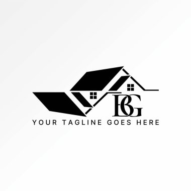 Logo tasarımı grafik konsepti yaratıcı premium vektör stok görüntü grafik çatı evi ilk BG yazı tipini ters çevirerek. Konut kredisi ile ilgili
