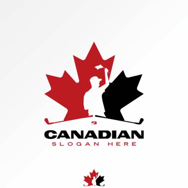Logo tasarımı grafik konsepti yaratıcı premium vektör stok grafiği cadanian akçaağaç adam baba şapkası bayrak hokeyi sopası topunu spor sanatları turnuvasına yükseltti