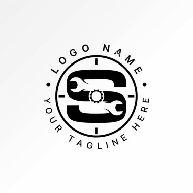 Logo tasarımı grafik konsepti yaratıcı premium vektör stok görüntü grafiği ilk S yazı tipi anahtar teçhizatı mekanik hedef tipografi makinesi