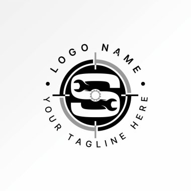 Logo tasarımı grafik konsepti yaratıcı premium vektör stok resim grafiksel harf S yazı tipi mekanik anahtar teçhizatı hedef tipografi makinesi