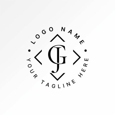 Logo tasarımı grafik konsepti yaratıcı premium vektör stok görüntü grafiği ilk GJ veya JG serif yazı tipi çizgi karesi monogram hukuk firması markalaştırma