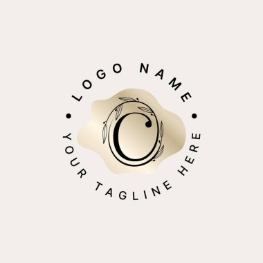 Logo tasarımı grafik konsepti yaratıcı premium vektör stok görüntü grafik ilk C serif yazı tipi sap yaprağı terapi gevşeme salonu spa doğa sanat bıraktı